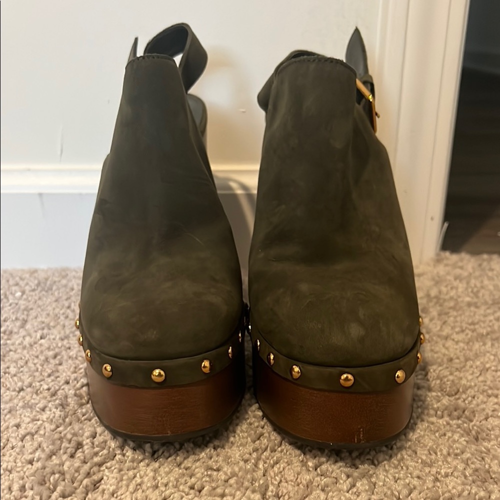 Studded Olive Green Platform clogs